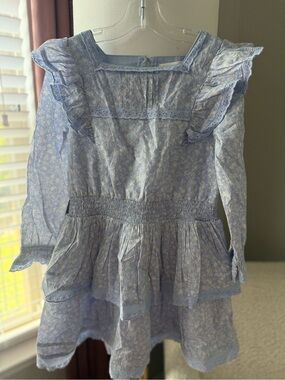 Mini Boden Light Blue Floral Ruffle Dress